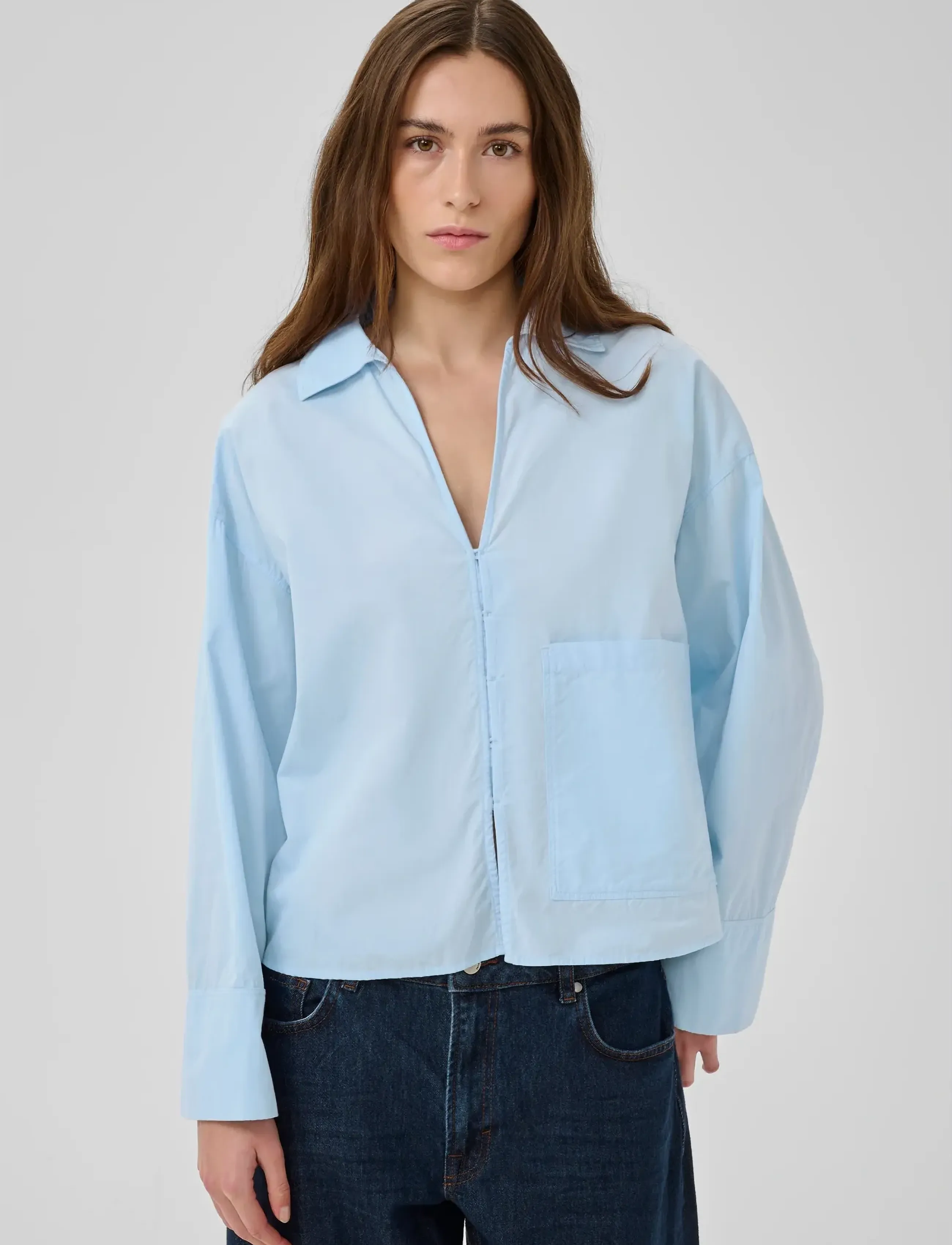 My Essential Wardrobe Mwsunna Boxy Short Shirt, 42, Shirts, Blau - Long-sleeved, Frauen