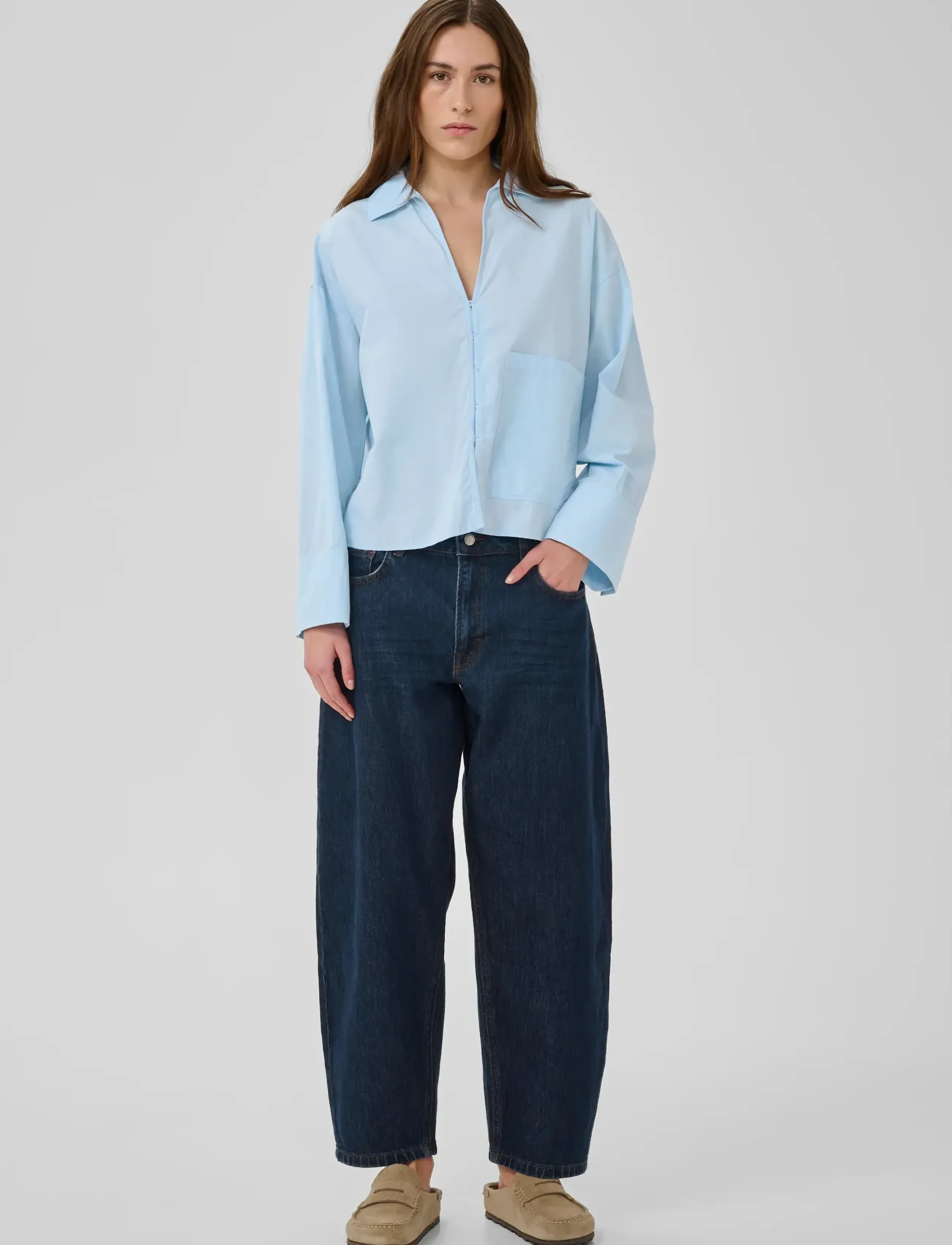 My Essential Wardrobe - MWSunna Boxy Short Shirt - pikkade varrukatega särgid - cashmere blue - 3