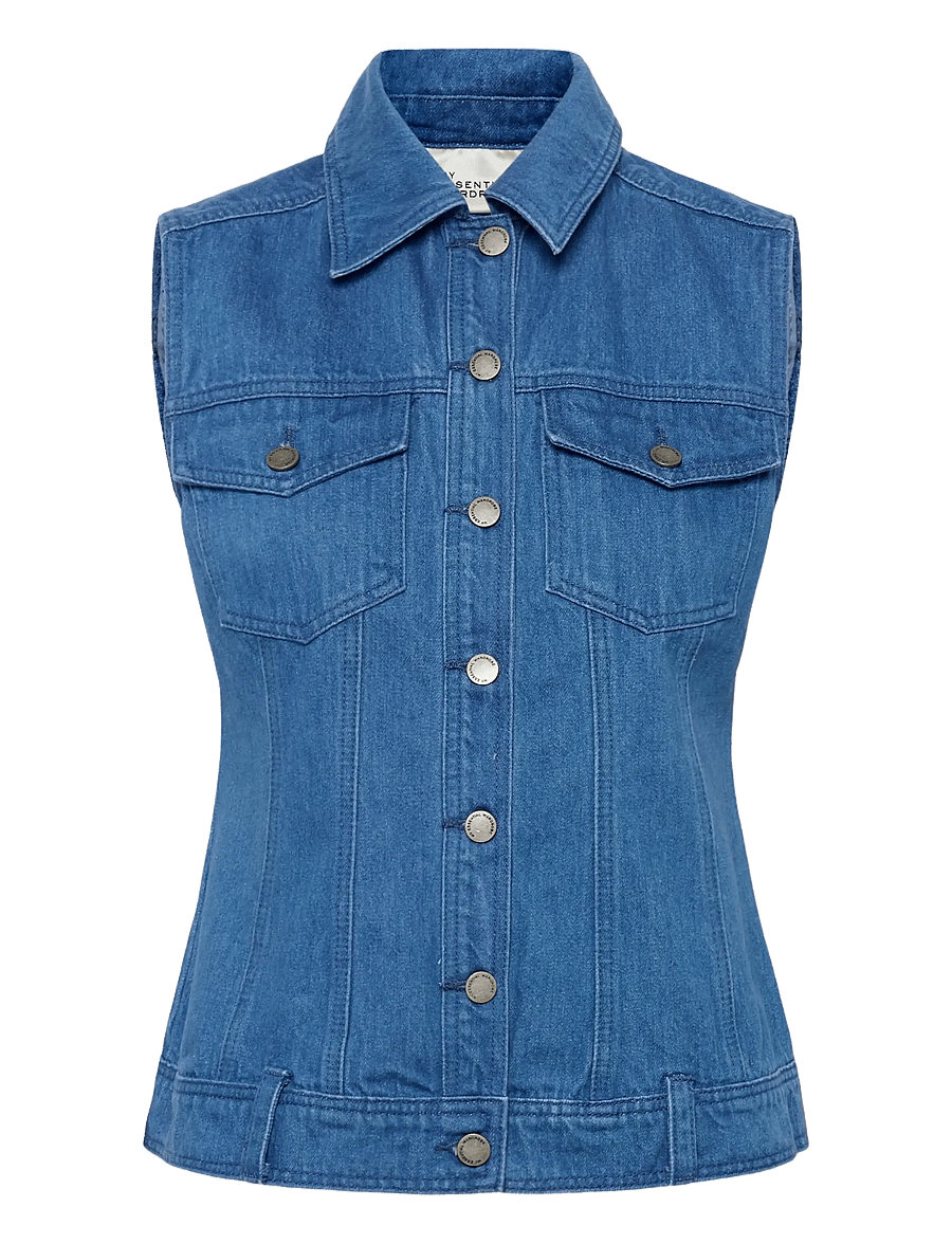 My Essential Wardrobe - MWSaka 180 Shaped Vest - denim vests - clear blue wash - 1