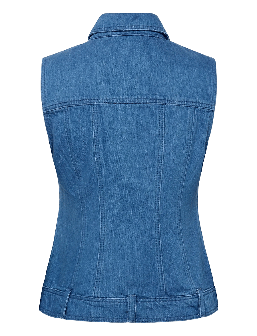 My Essential Wardrobe - MWSaka 180 Shaped Vest - denim vests - clear blue wash - 2