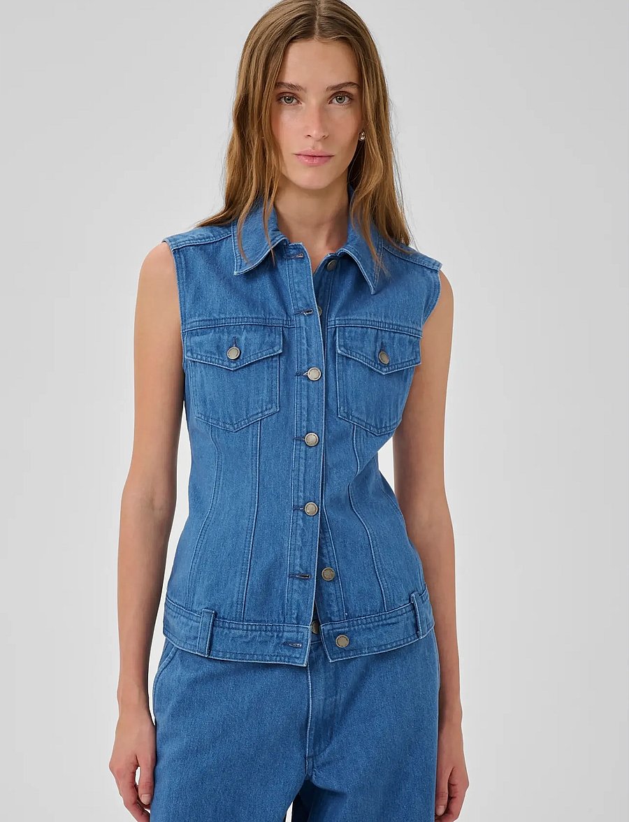 My Essential Wardrobe - MWSaka 180 Shaped Vest - teksavestid - clear blue wash - 0