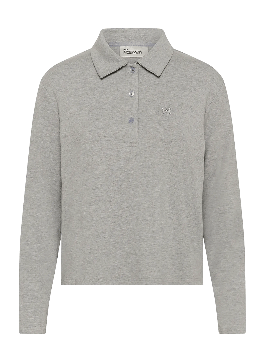 My Essential Wardrobe - MWNupti Polo Blouse - poloer - light grey melange - 1
