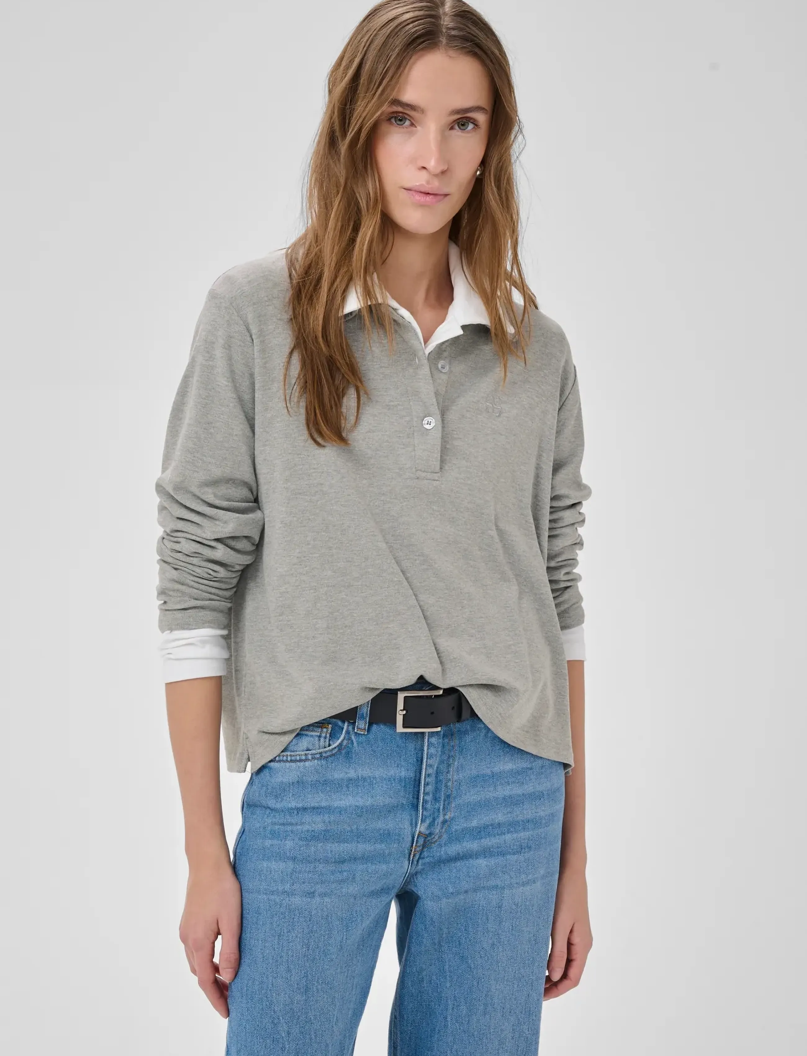 My Essential Wardrobe Mwnupti Polo Blouse, Kvinder, Langærmet Polo Bluse, Grå, Str: L