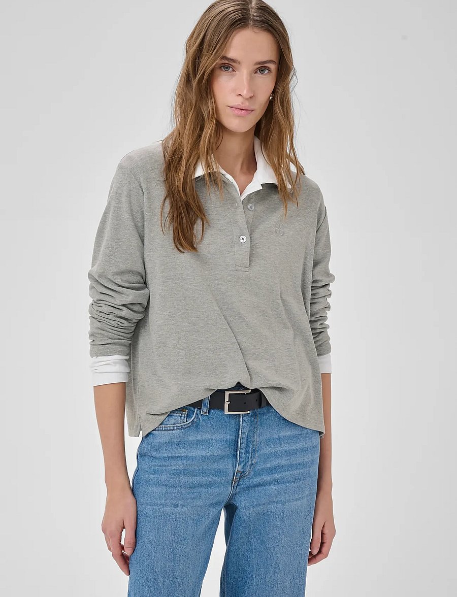 My Essential Wardrobe - MWNupti Polo Blouse - poloer - light grey melange - 0