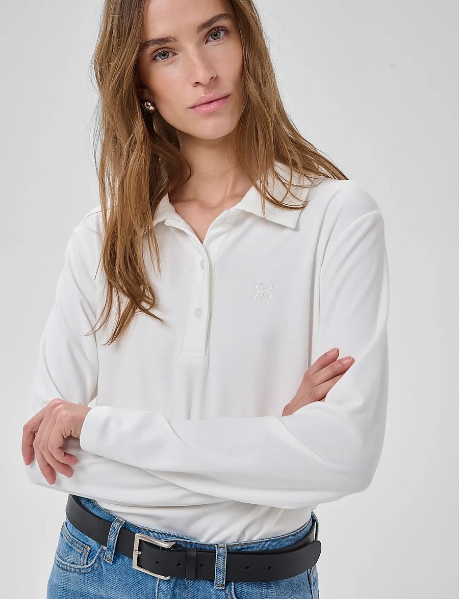 My Essential Wardrobe - MWNupti Polo Blouse - poloshirts - snow white - 5