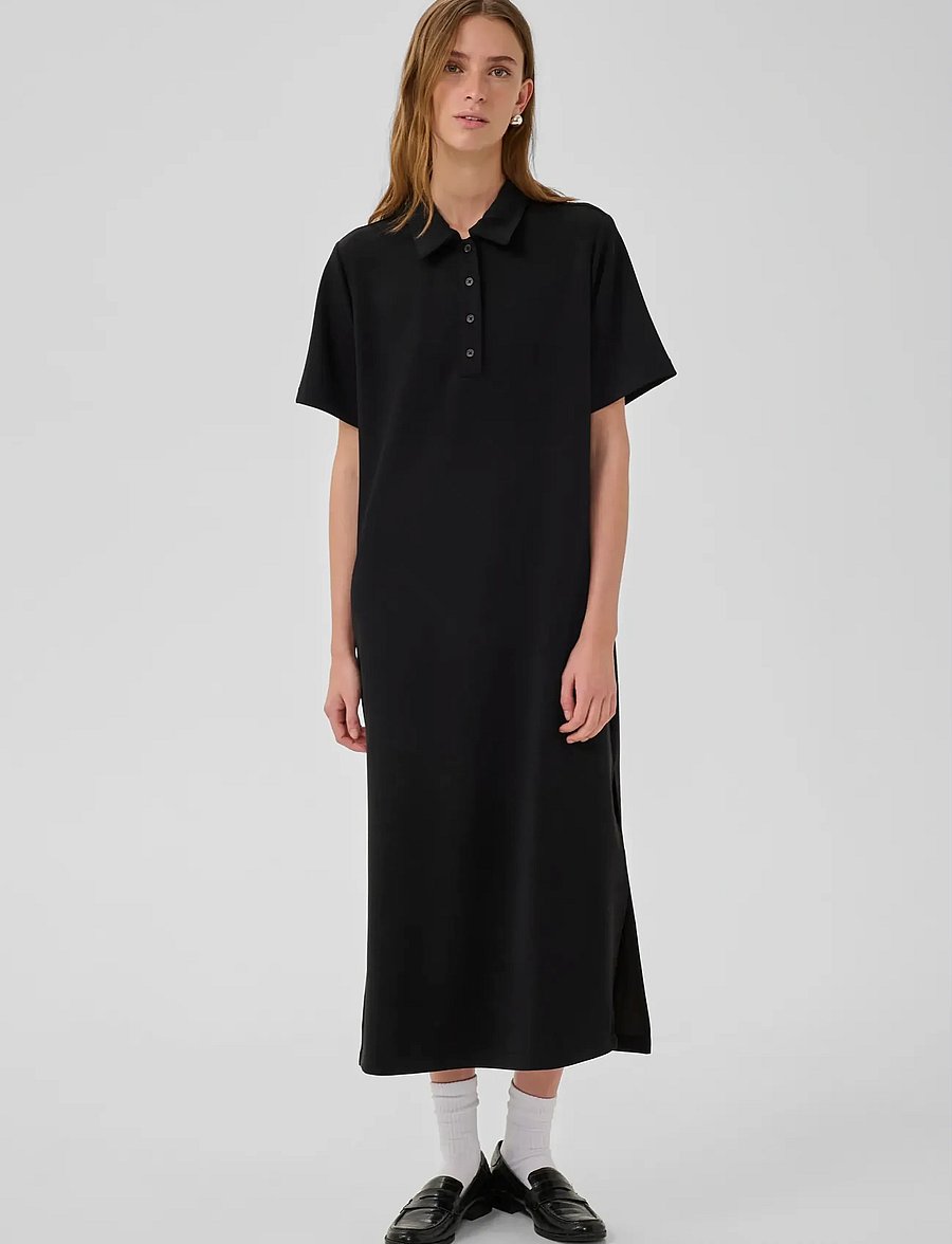 My Essential Wardrobe - MWHelle Polo Long Dress - skjortekjoler - black - 0