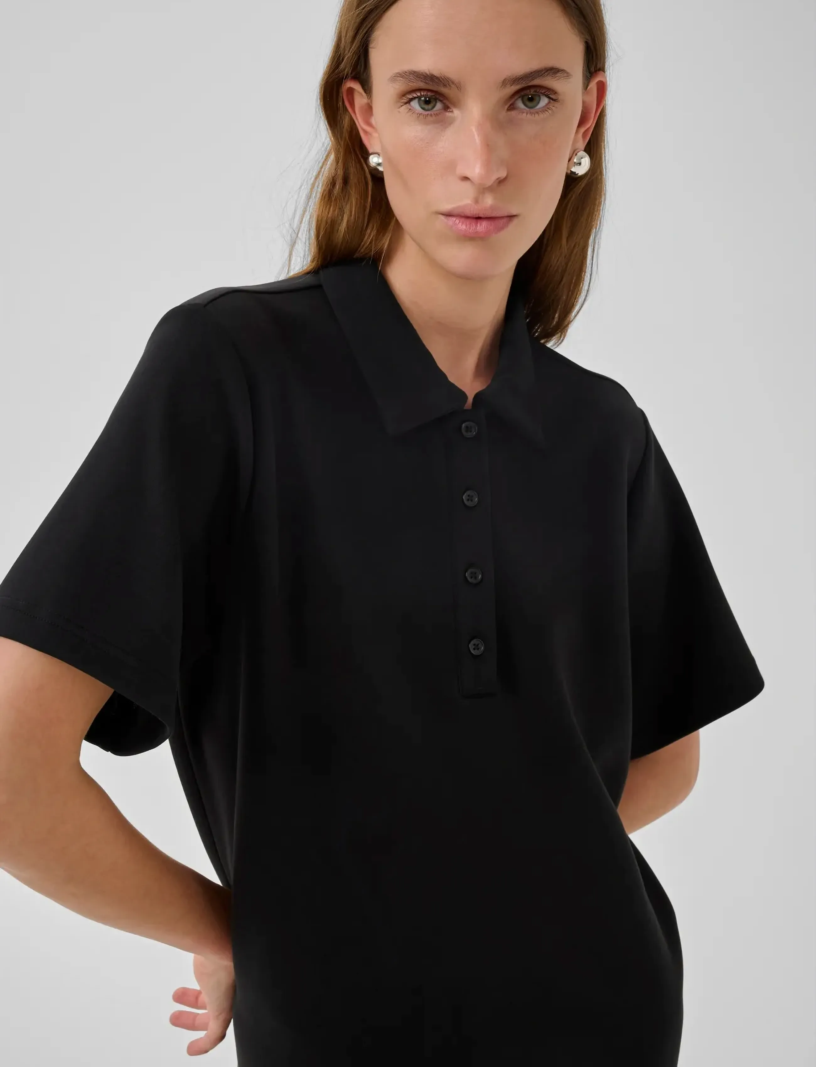 My Essential Wardrobe - MWHelle Polo Long Dress - skjortekjoler - black - 4