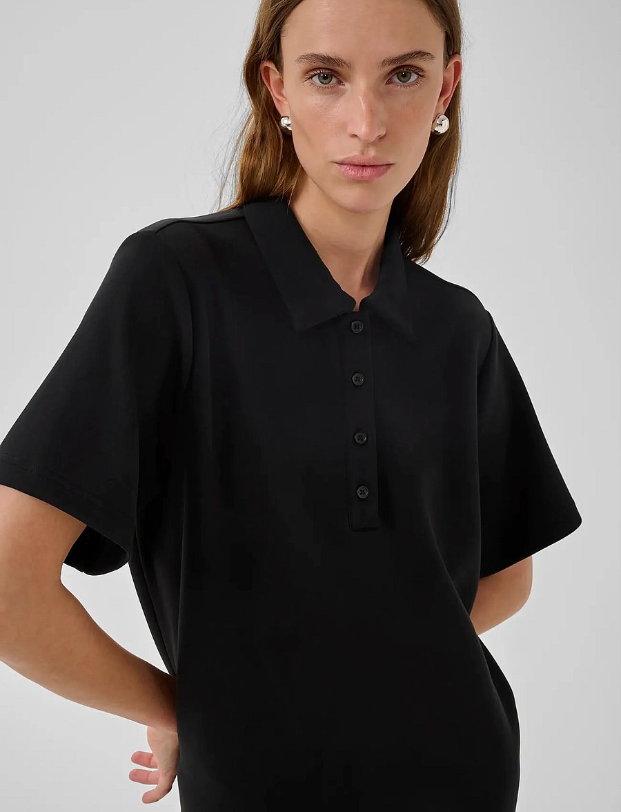 My Essential Wardrobe - MWHelle Polo Long Dress - skjortekjoler - black - 4