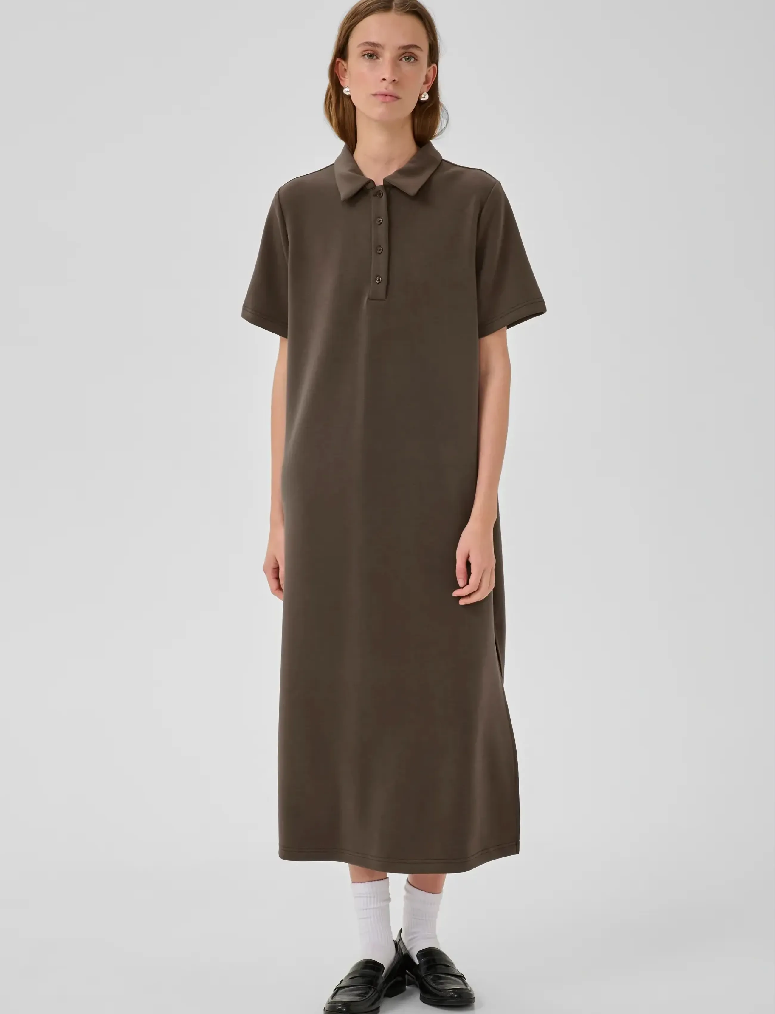 My Essential Wardrobe MWHelle Polo Long Dress - Kleider - MAJOR BROWN / brown