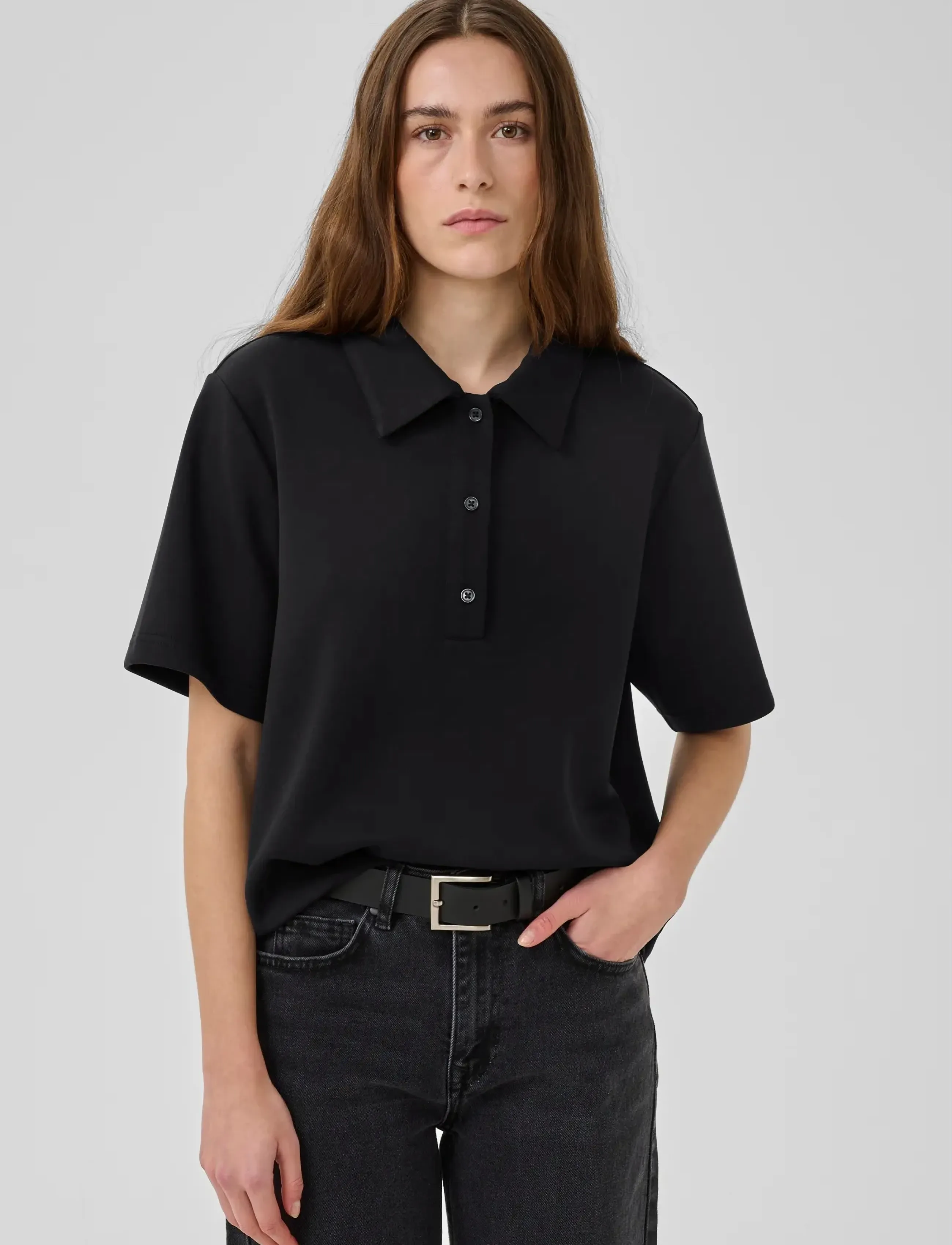 My Essential Wardrobe Mwhelle Polo Tee, Kvinder, Poloshirt, Sort, Str: M