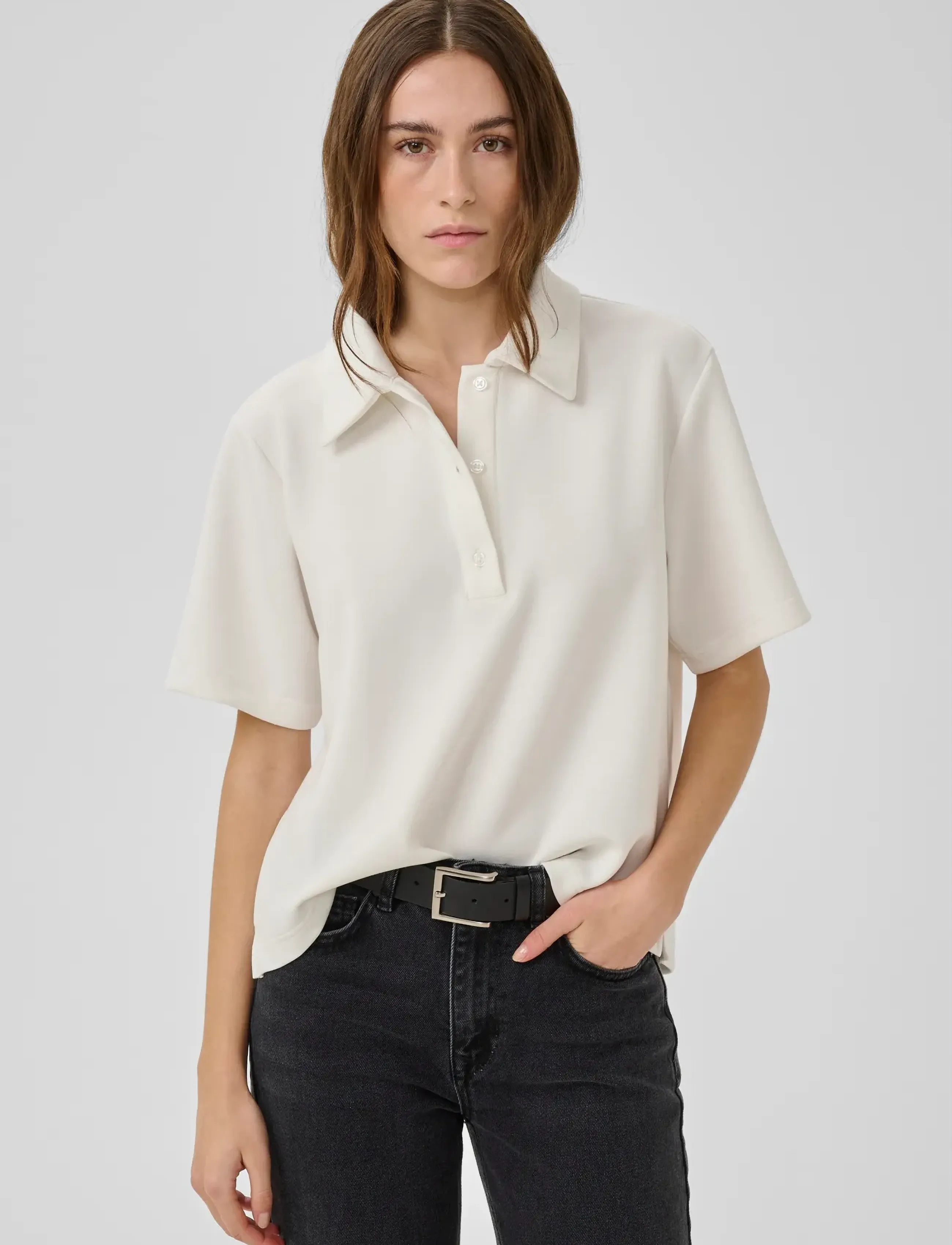 My Essential Wardrobe Mwhelle Polo Tee, Kvinder, Poloshirt, Hvid, Str: L
