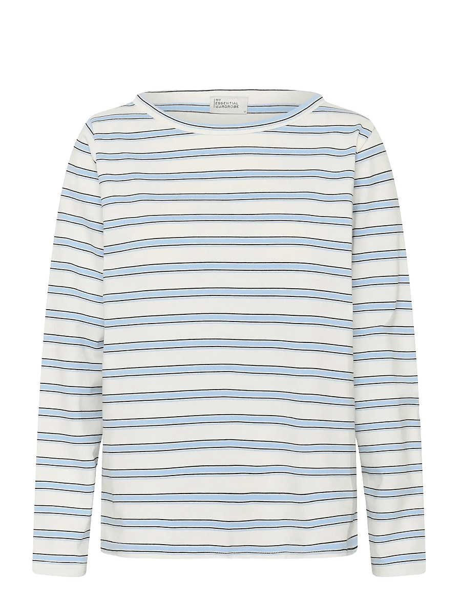 My Essential Wardrobe - MWAsla Boatneck Blouse - langærmede toppe - snow white striped - 1