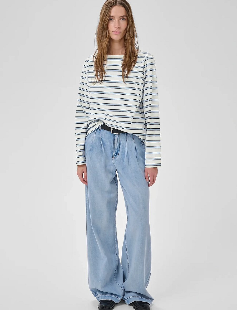 My Essential Wardrobe - MWAsla Boatneck Blouse - langærmede toppe - snow white striped - 3