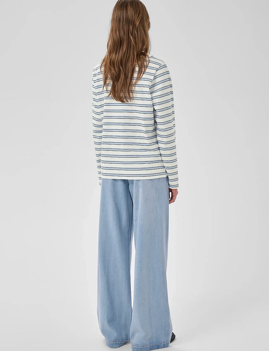 My Essential Wardrobe - MWAsla Boatneck Blouse - langærmede toppe - snow white striped - 4