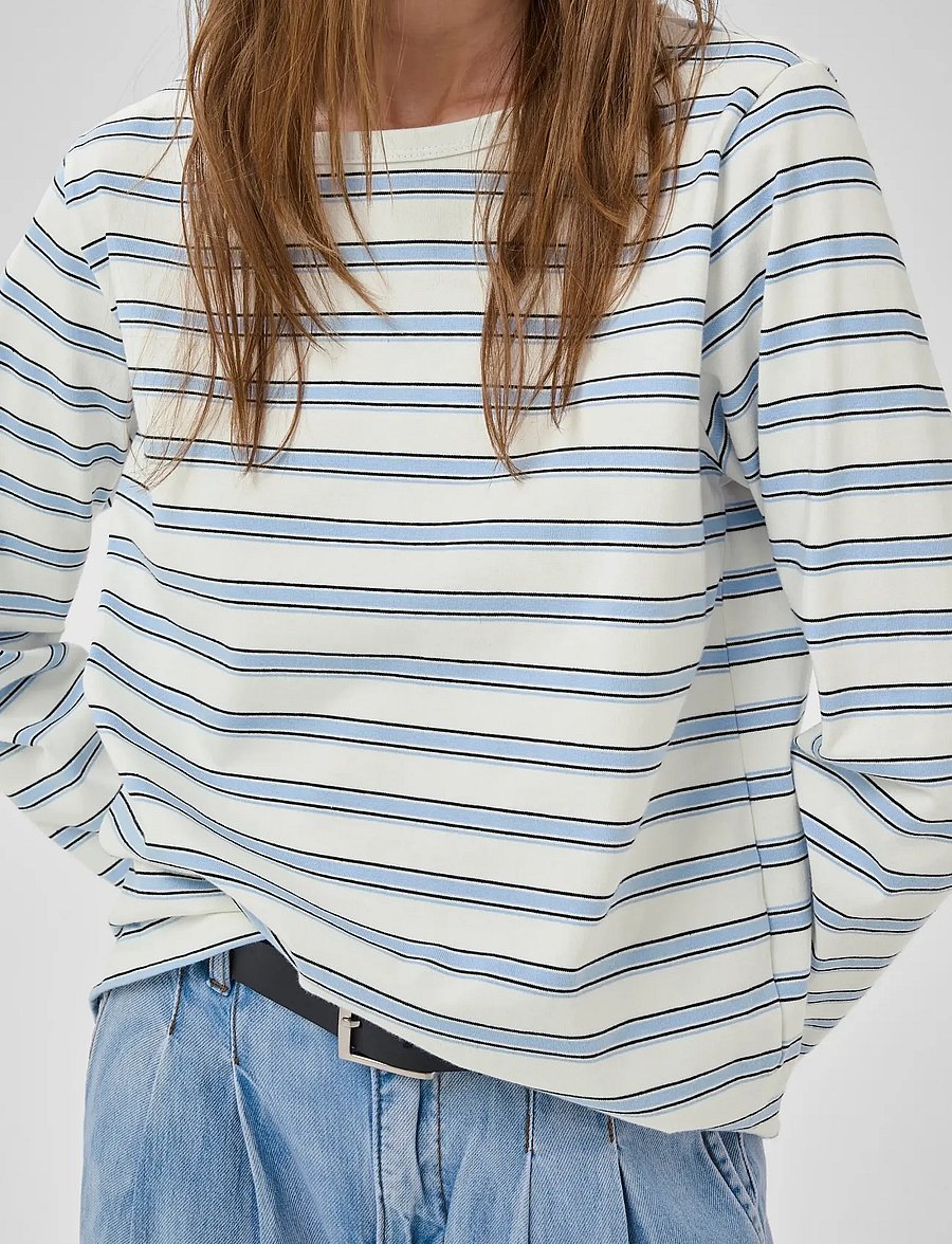 My Essential Wardrobe - MWAsla Boatneck Blouse - langærmede toppe - snow white striped - 5