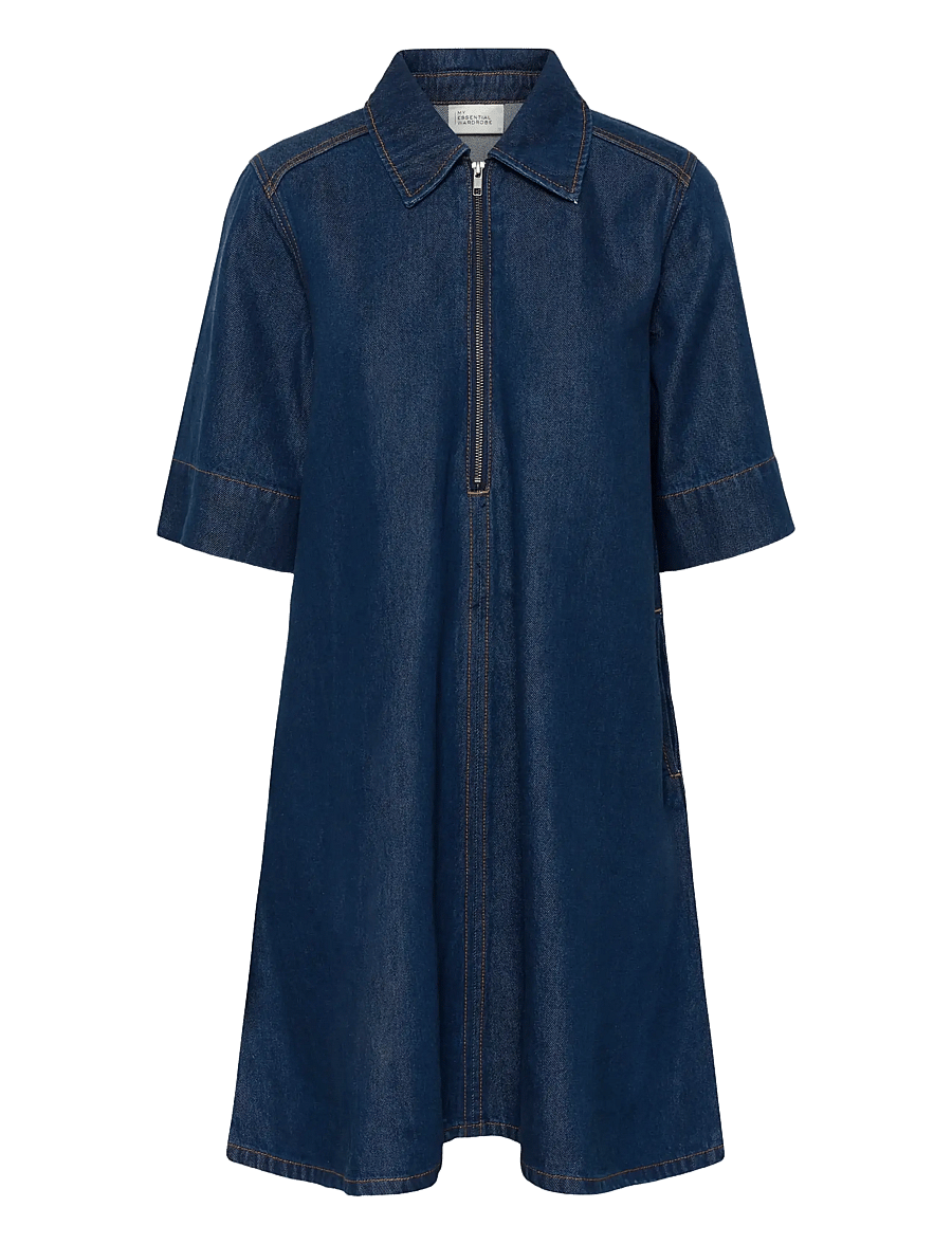 My Essential Wardrobe - MWMalo 181 Short ZipDress - denim dresses - dark blue un-wash - 1