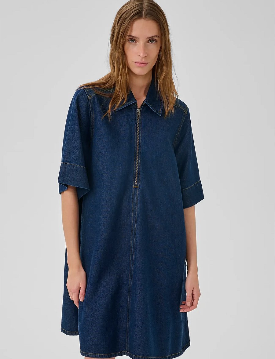 My Essential Wardrobe - MWMalo 181 Short ZipDress - denim dresses - dark blue un-wash - 0