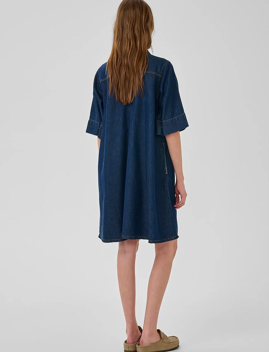 My Essential Wardrobe - MWMalo 181 Short ZipDress - denim dresses - dark blue un-wash - 4
