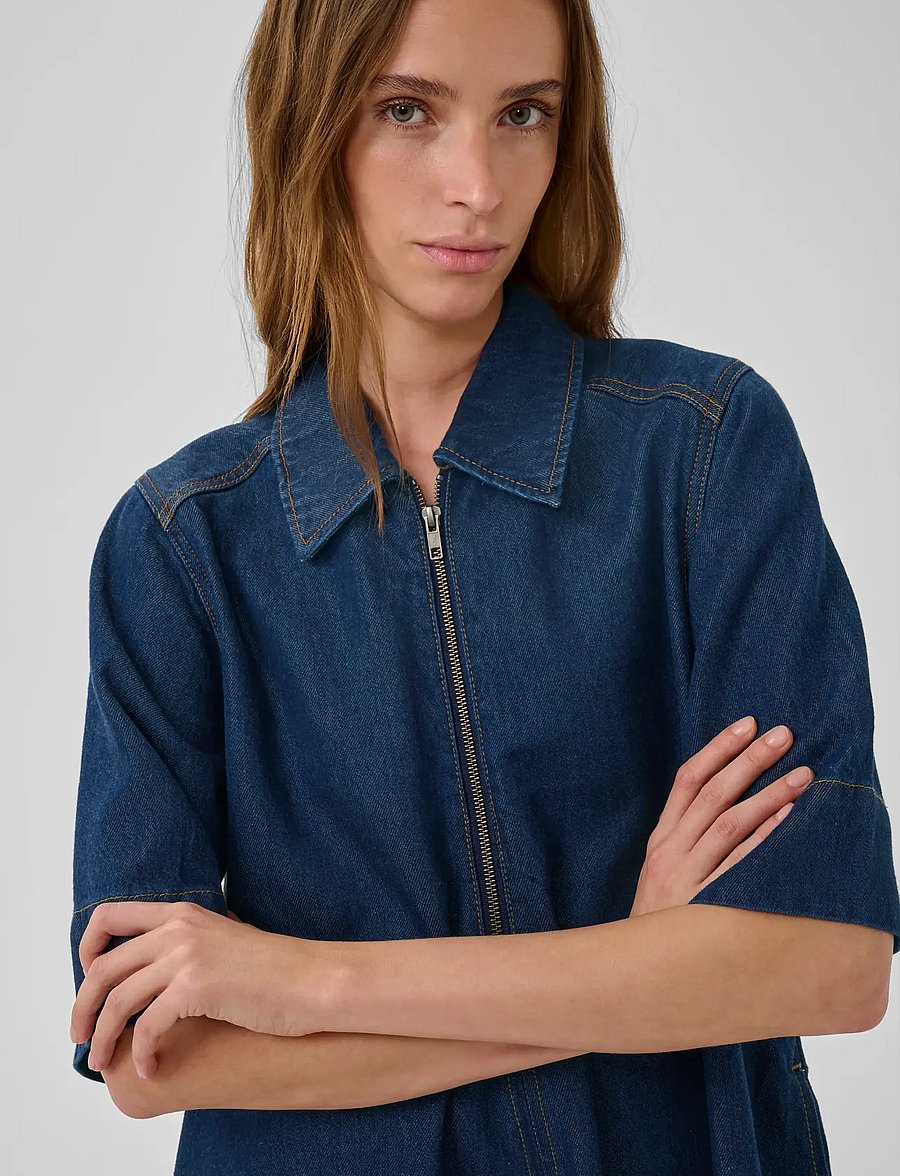 My Essential Wardrobe - MWMalo 181 Short ZipDress - denim dresses - dark blue un-wash - 5