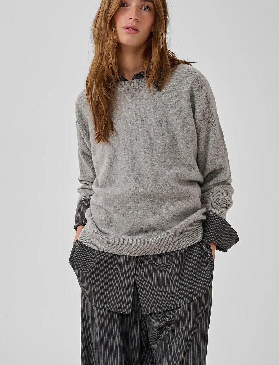 My Essential Wardrobe - 11 THE KNIT CREWNECK - jumpers - light grey melange - 3