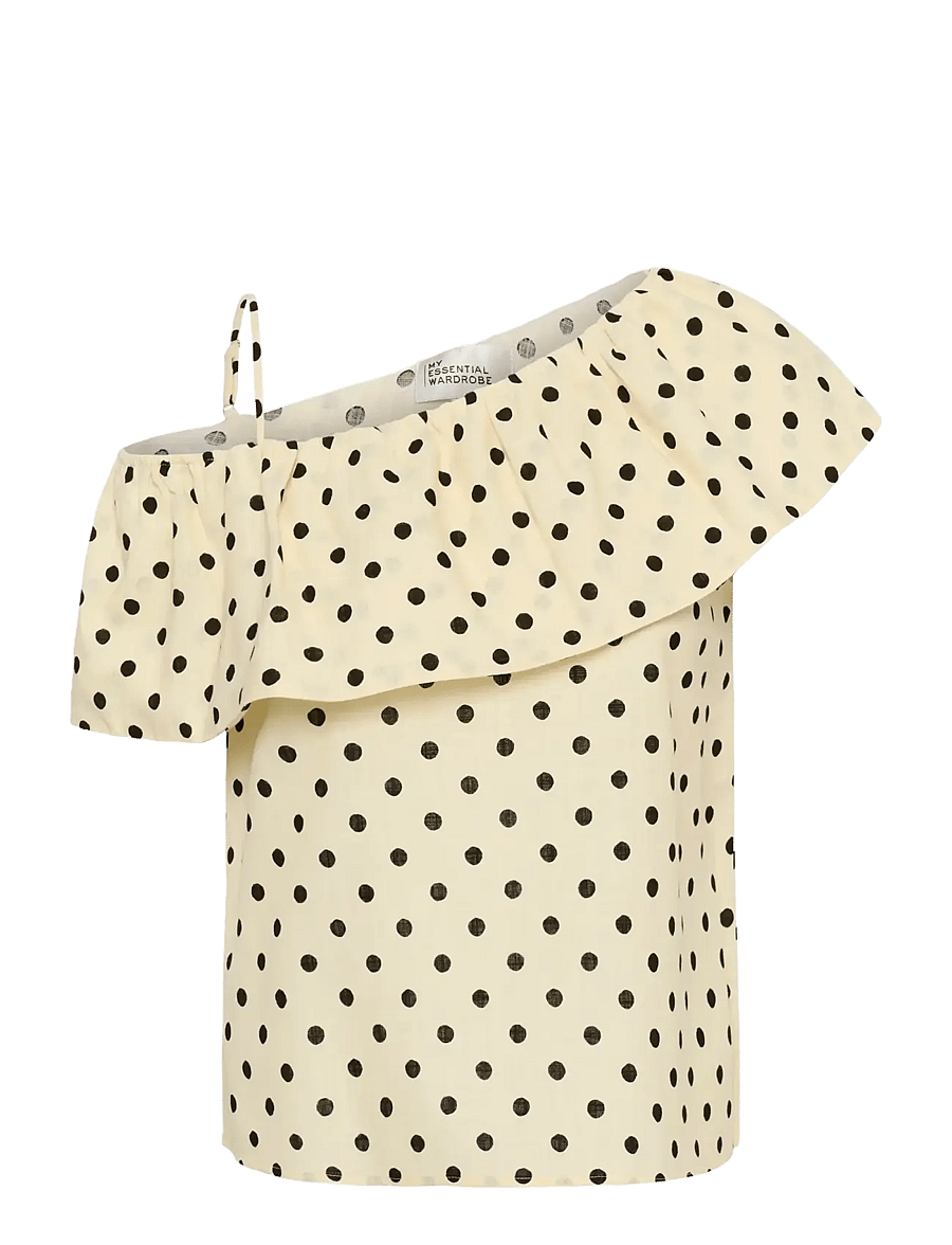 My Essential Wardrobe - MWNada Florence Blouse - kortærmede bluser - lemon icing w. dots - 1