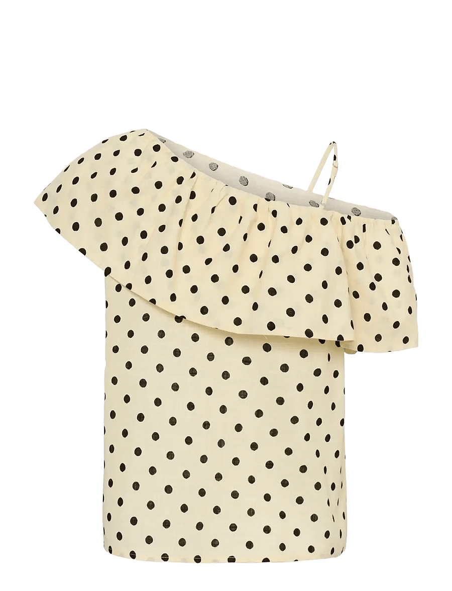 My Essential Wardrobe - MWNada Florence Blouse - kortærmede bluser - lemon icing w. dots - 2
