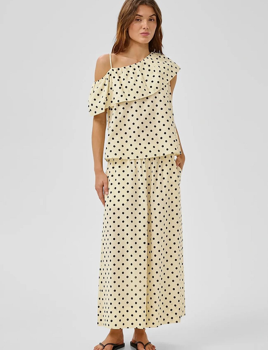 My Essential Wardrobe - MWNada Florence Blouse - kortærmede bluser - lemon icing w. dots - 3