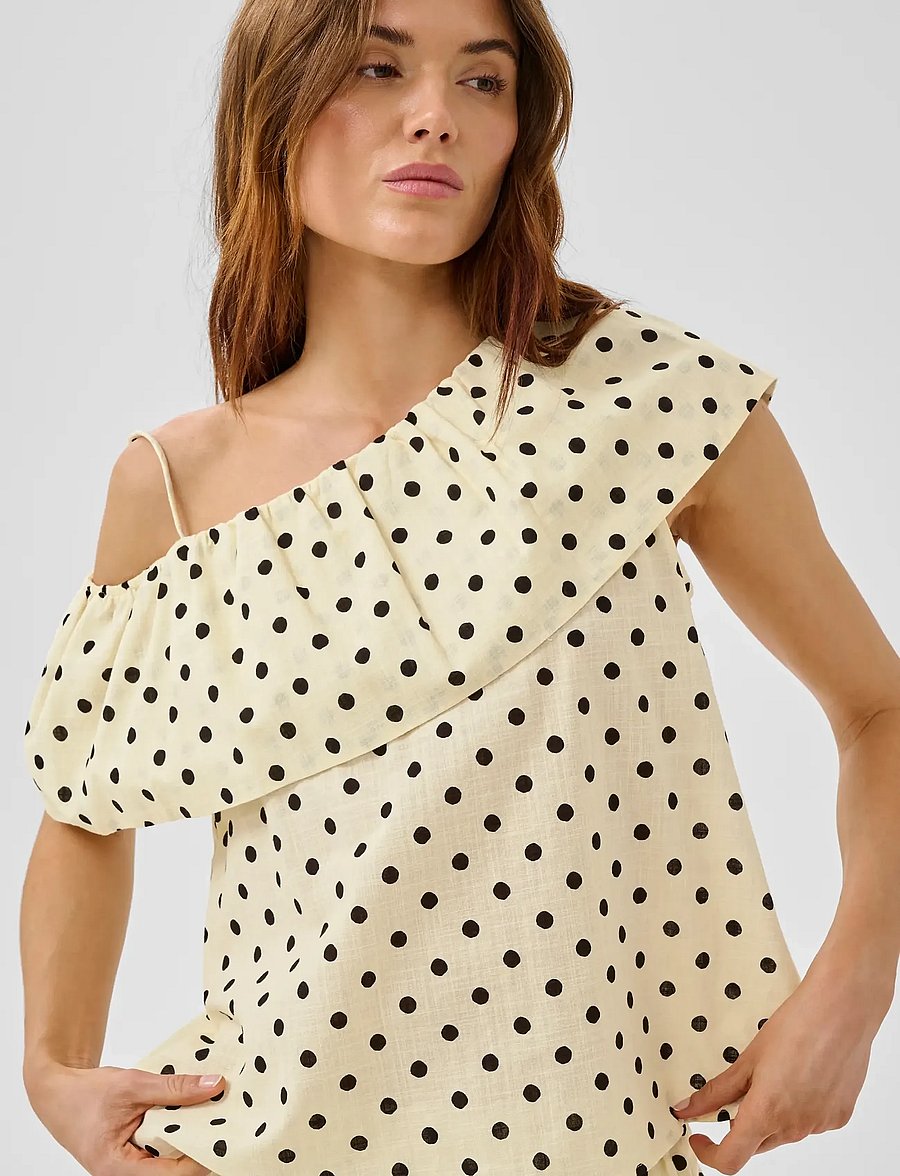 My Essential Wardrobe - MWNada Florence Blouse - kortærmede bluser - lemon icing w. dots - 5