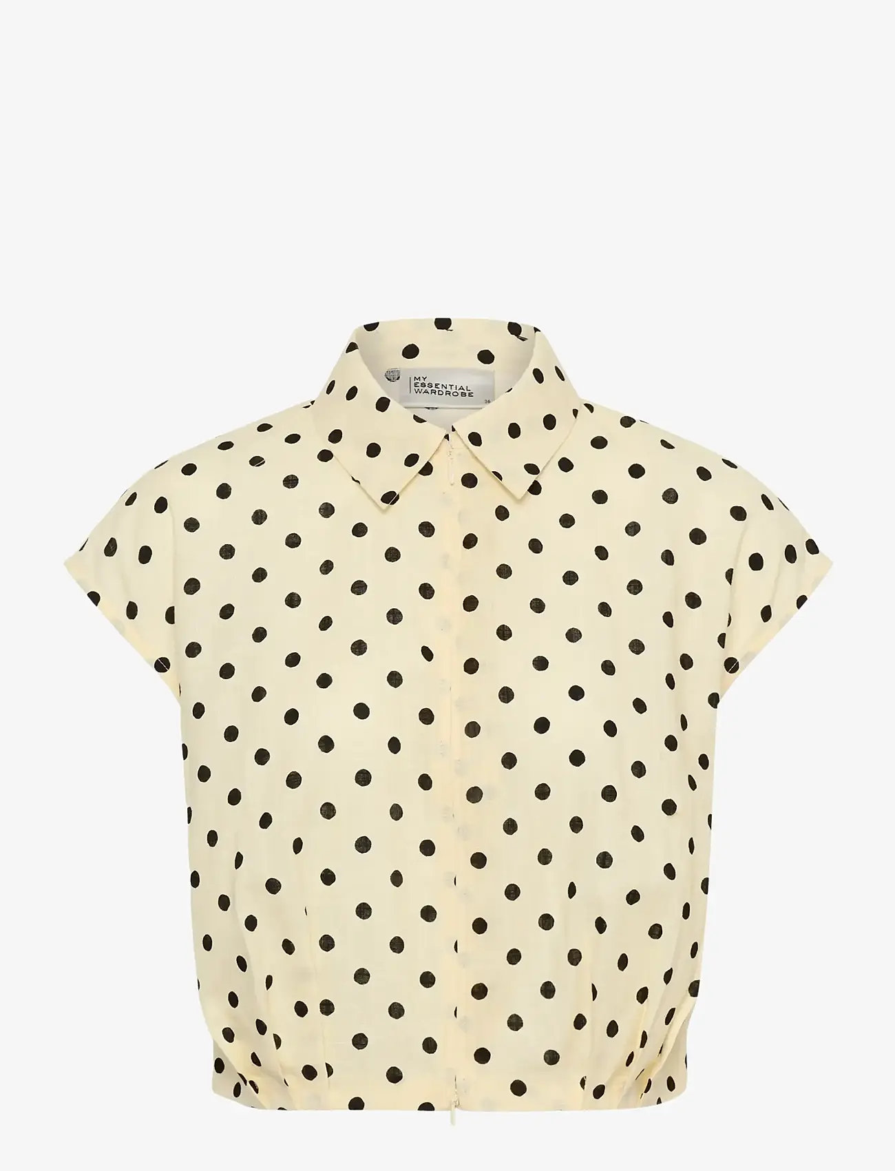 My Essential Wardrobe - MWNada Short Shirt - crop tops - lemon icing w. dots - 1