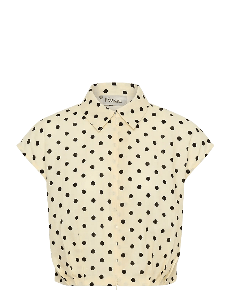 My Essential Wardrobe - MWNada Short Shirt - crop tops - lemon icing w. dots - 1