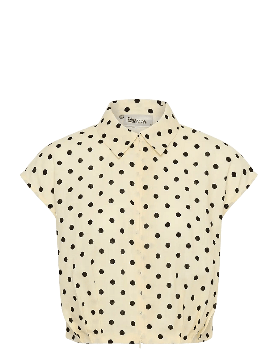 My Essential Wardrobe - MWNada Short Shirt - crop tops - lemon icing w. dots - 1