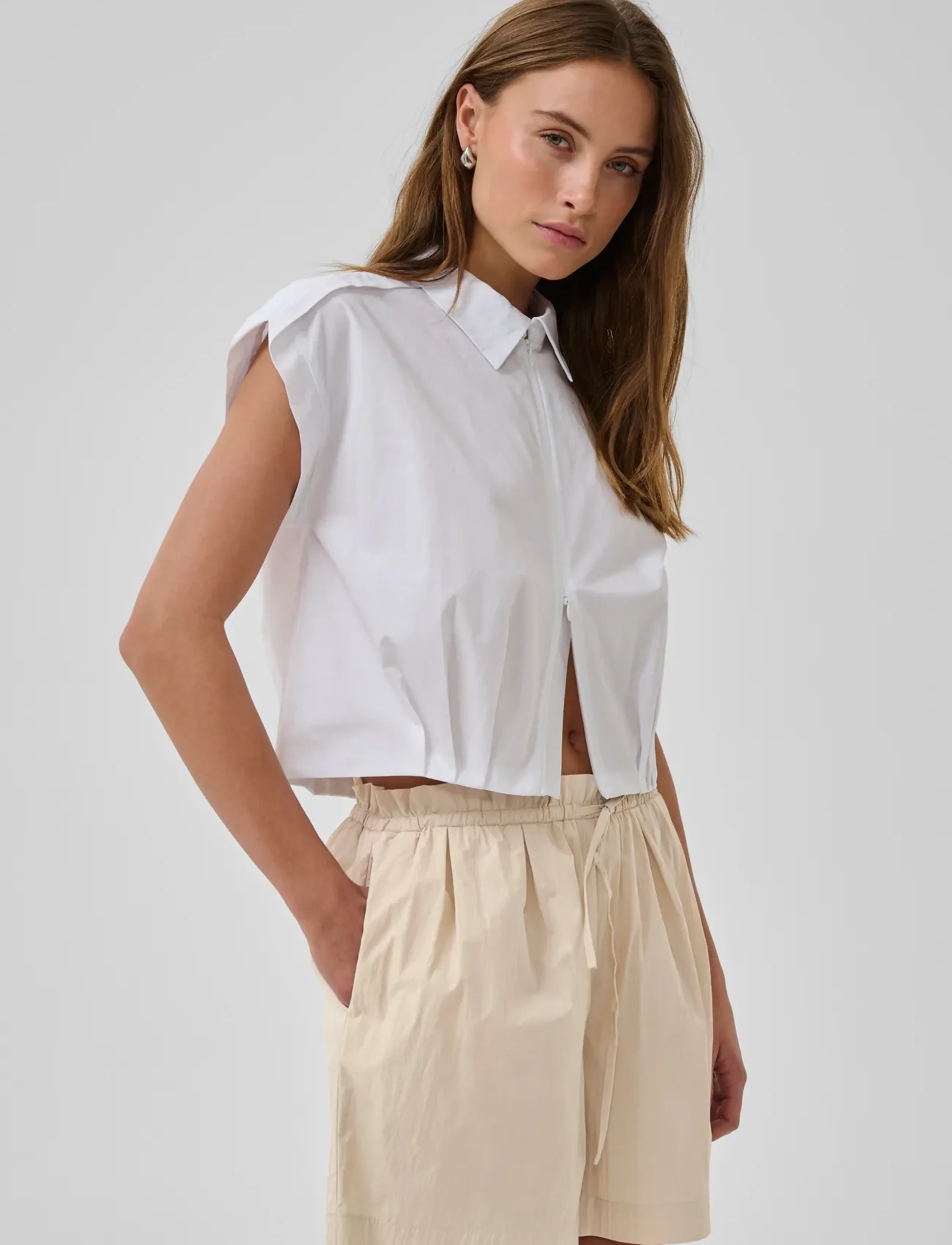 My Essential Wardrobe MWSunna Sleeveless Shirt - My Essential Wardrobe - BRIGHT WHITE / white