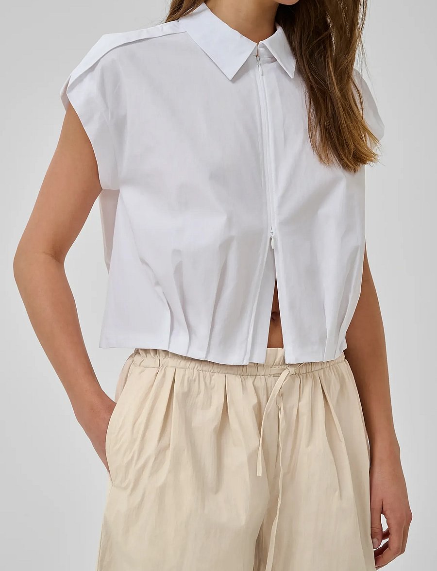 My Essential Wardrobe - MWSunna Sleeveless Shirt - crop tops - bright white - 5