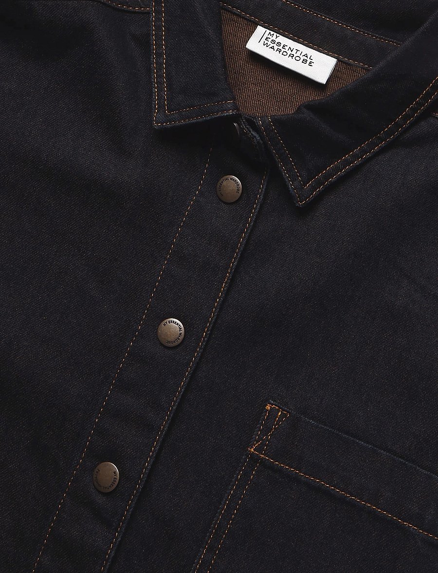 My Essential Wardrobe - Denim Shirt MWSinna 186 - denimskjorter - blue/ brown un-washed - 2