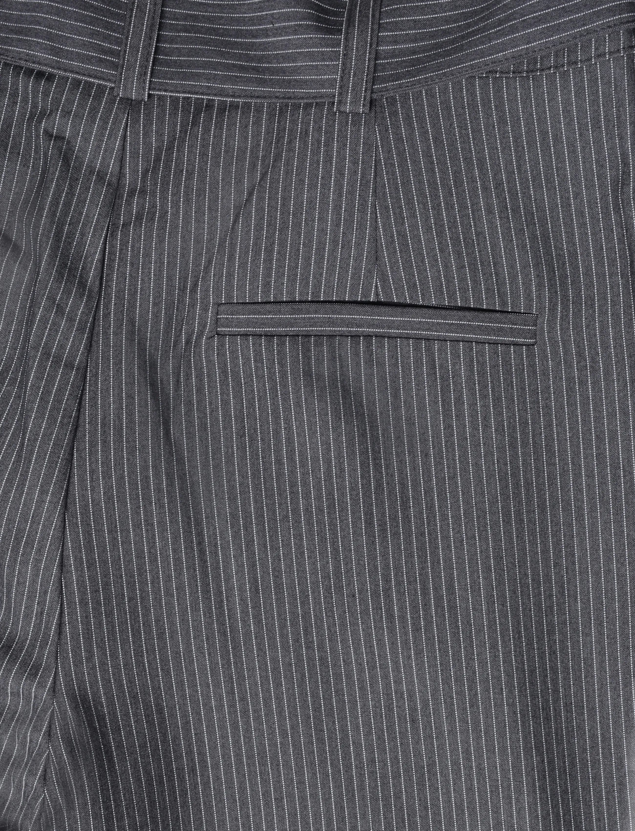 My Essential Wardrobe - 23 THE PINSTRIPED HIGH PANT - wide leg trousers - grey melange w. stripe - 4