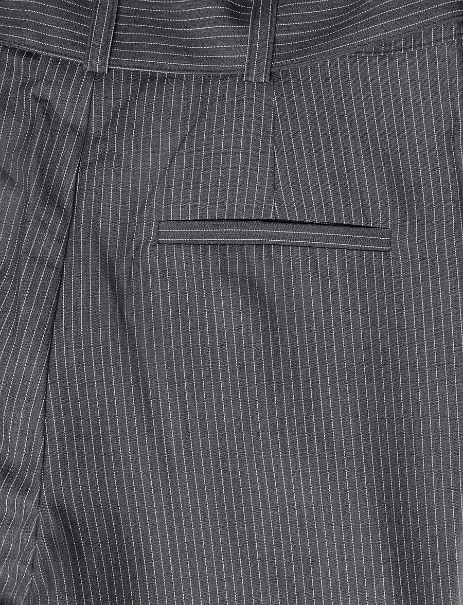 My Essential Wardrobe - 23 THE PINSTRIPED HIGH PANT - wide leg trousers - grey melange w. stripe - 4