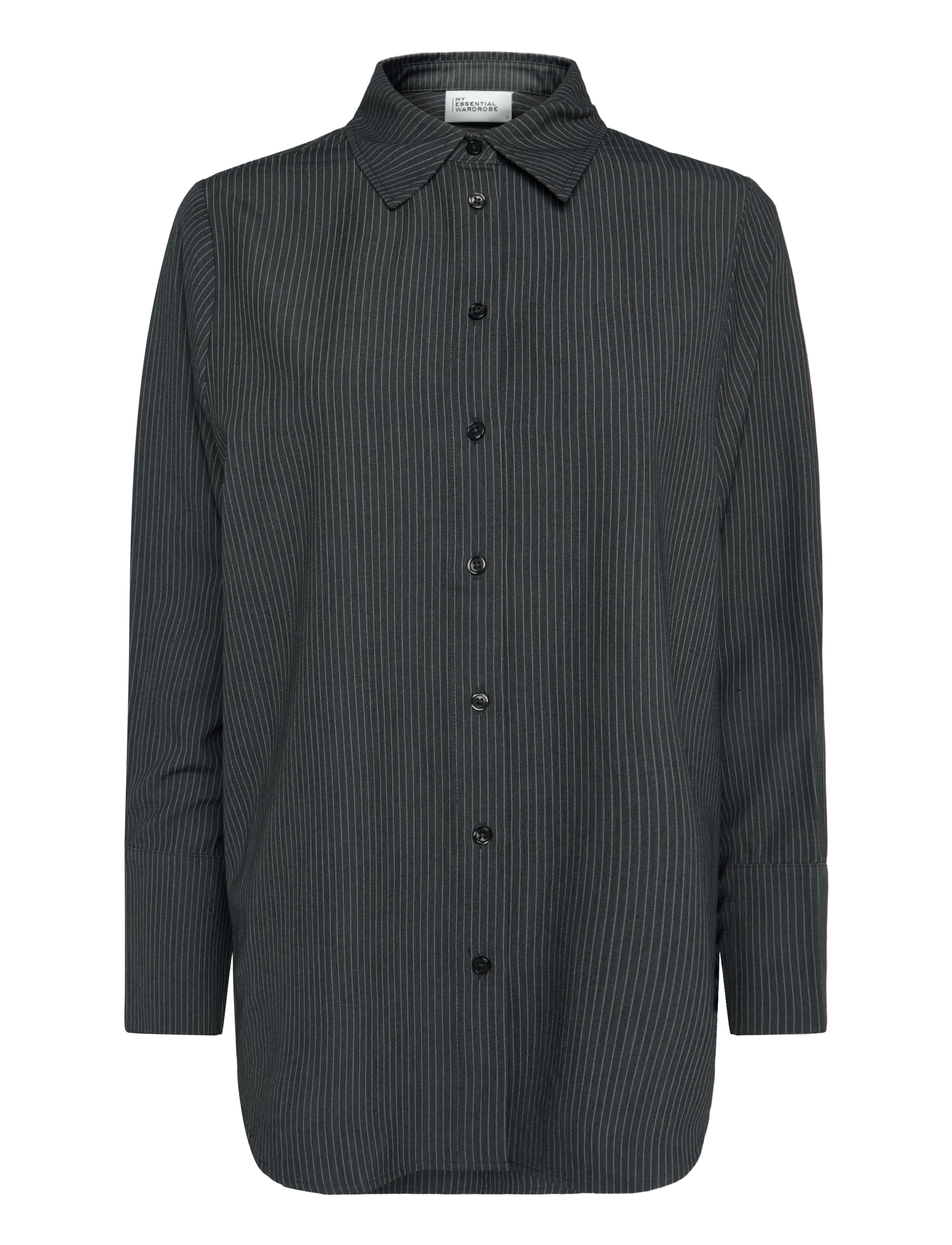 My Essential Wardrobe 22 THE PINSTRIPED SHIRT - Modetrender - GREY MELANGE W. STRIPE / grey