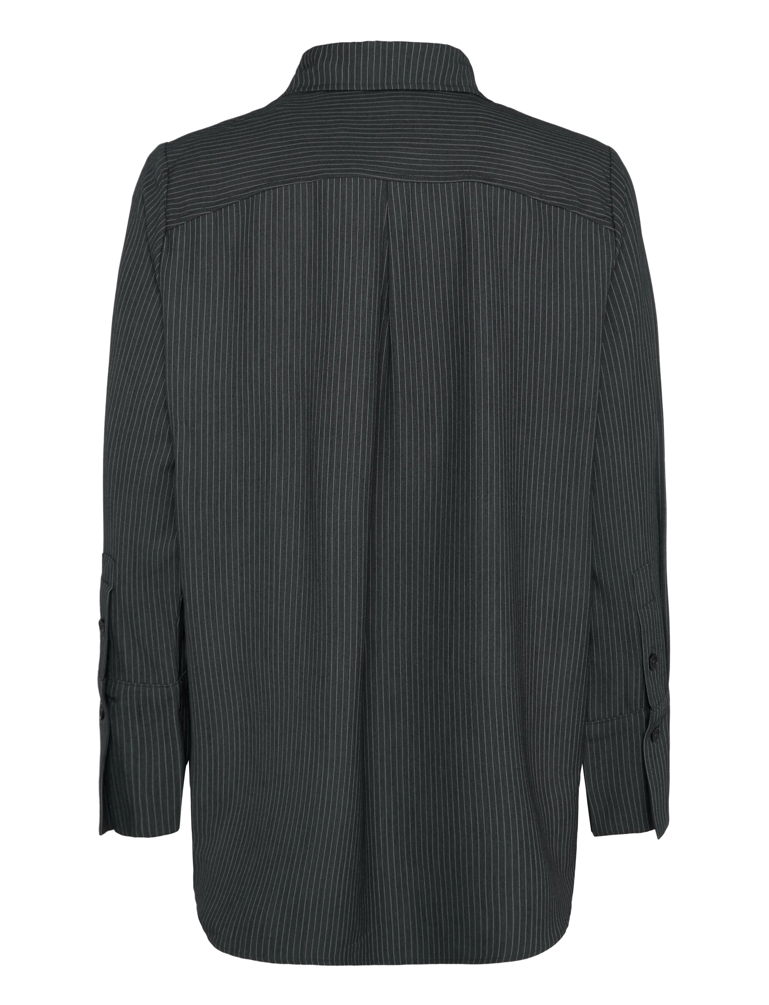 My Essential Wardrobe - 22 THE PINSTRIPED SHIRT - langärmlige hemden - grey melange w. stripe - 1