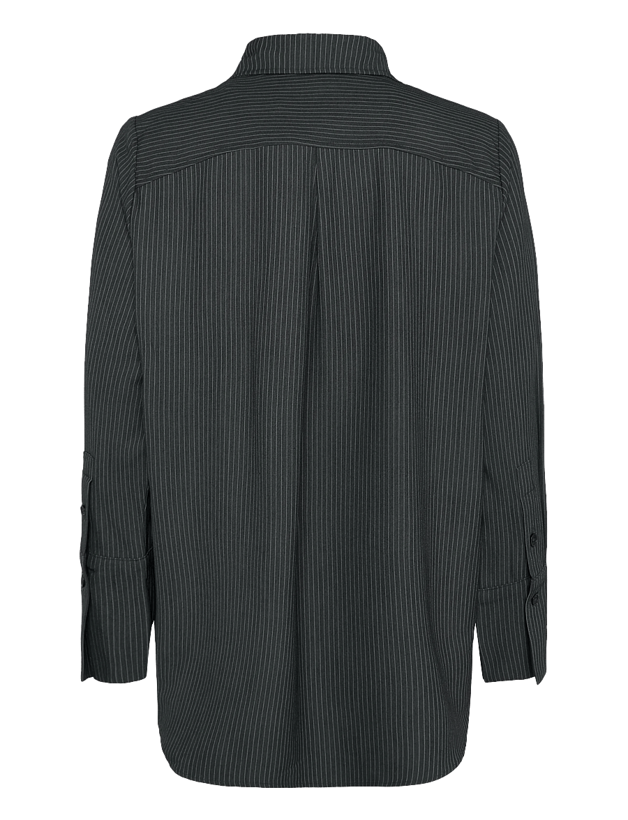 My Essential Wardrobe - 22 THE PINSTRIPED SHIRT - langärmlige hemden - grey melange w. stripe - 1