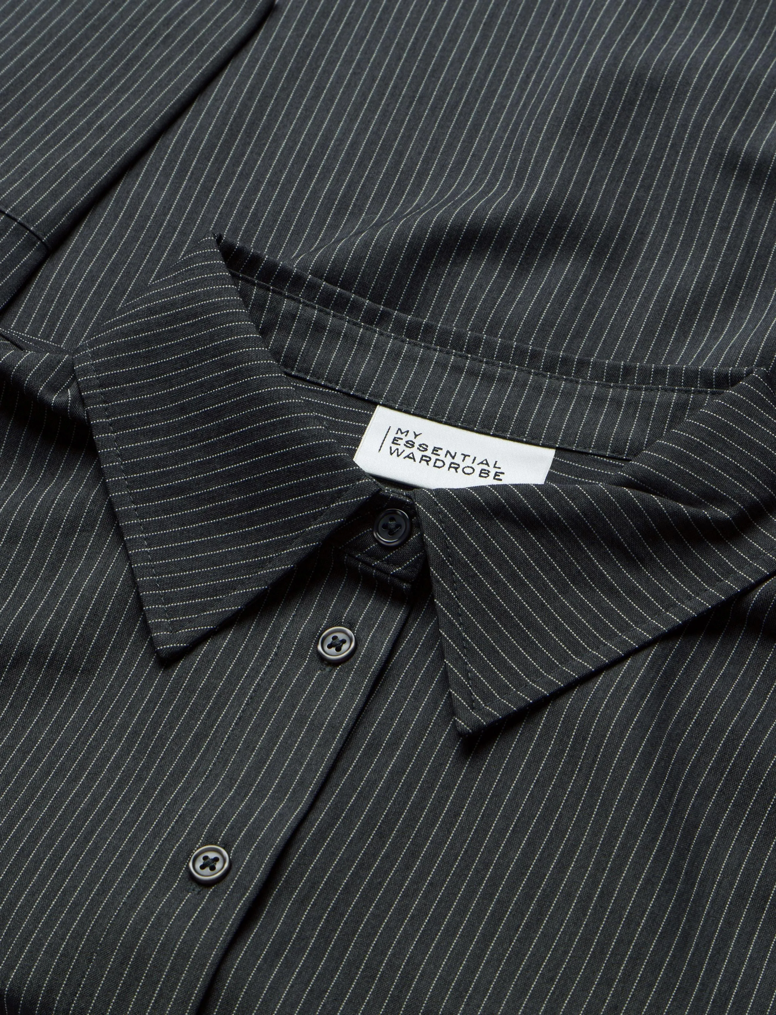 My Essential Wardrobe - 22 THE PINSTRIPED SHIRT - langärmlige hemden - grey melange w. stripe - 2