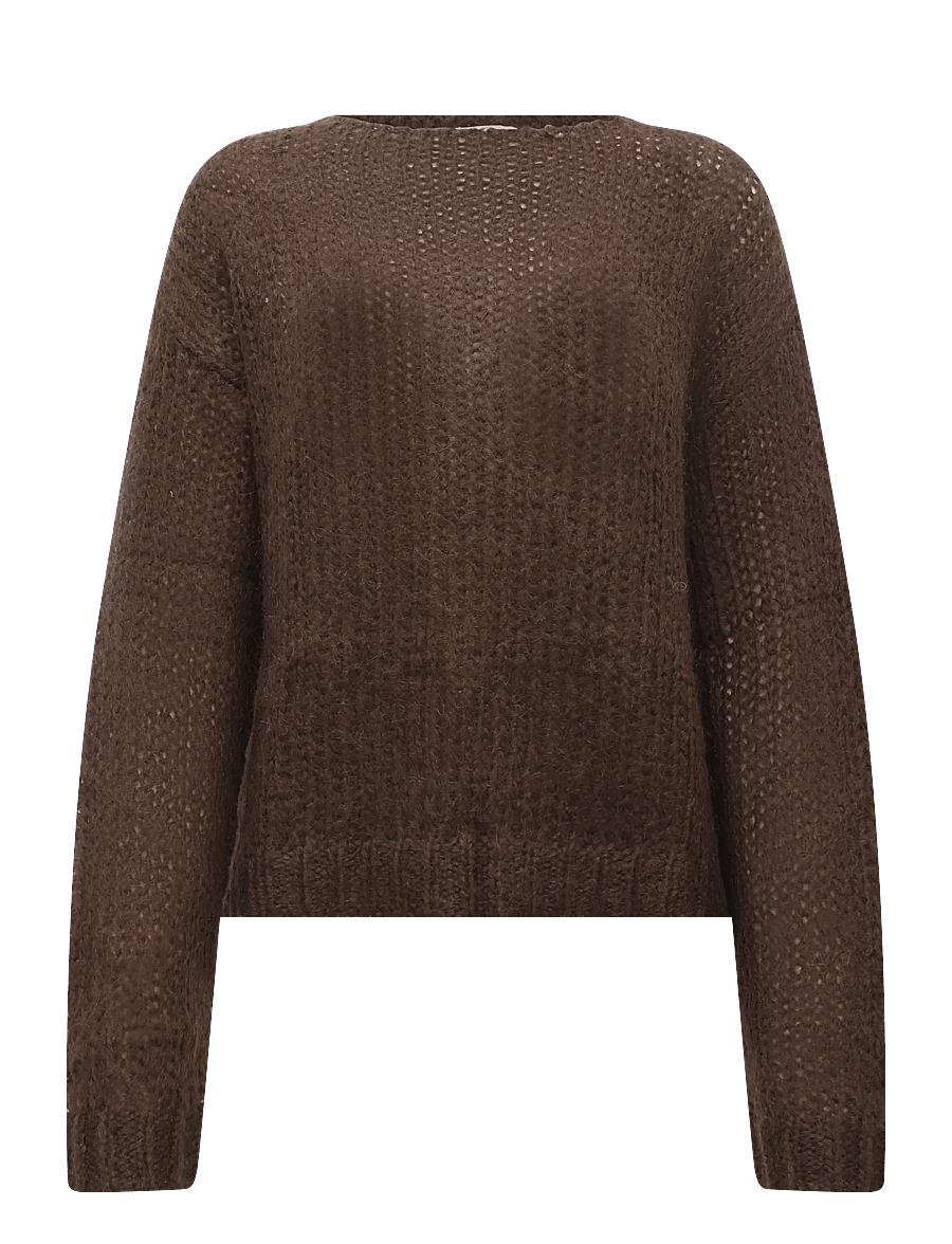My Essential Wardrobe - MWNima Knit Pullover - stickade tröjor - dark brown - 0