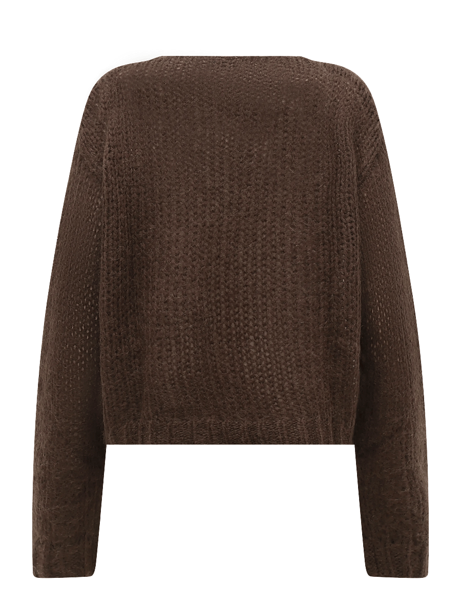 My Essential Wardrobe - MWNima Knit Pullover - stickade tröjor - dark brown - 1
