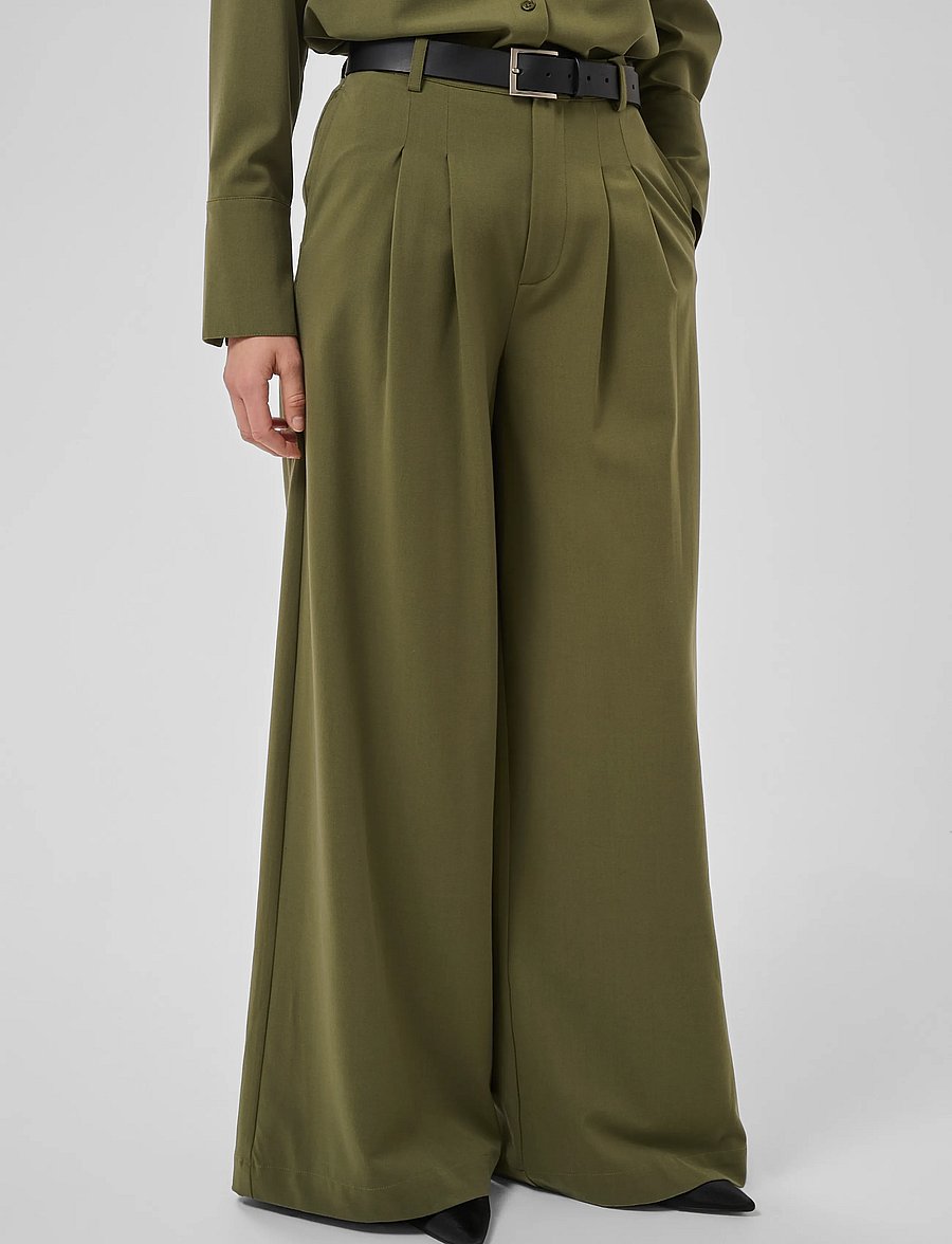 My Essential Wardrobe - MWHace High Wide Pant - vida byxor - olive night - 2
