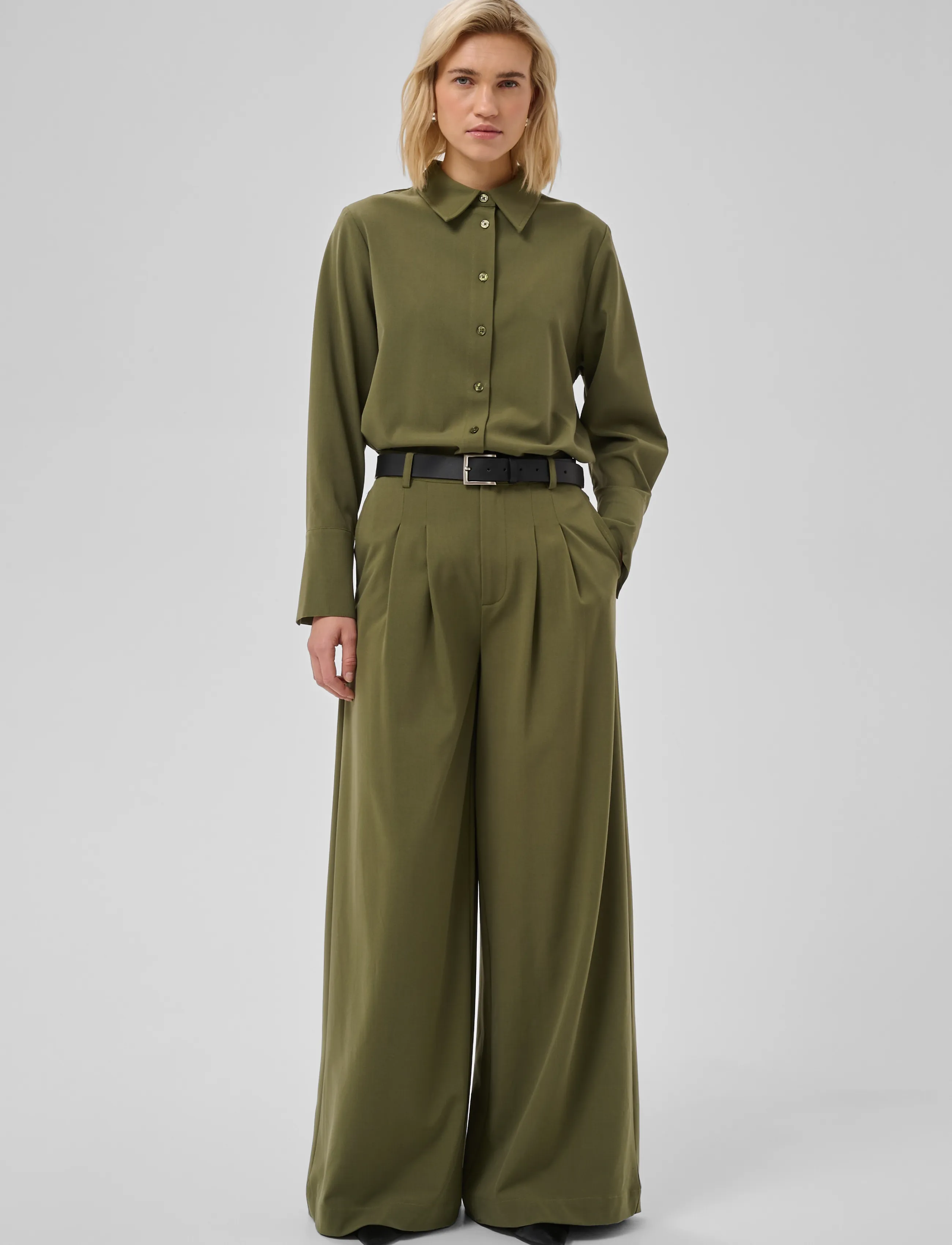 My Essential Wardrobe - MWHace High Wide Pant - olive night - 3