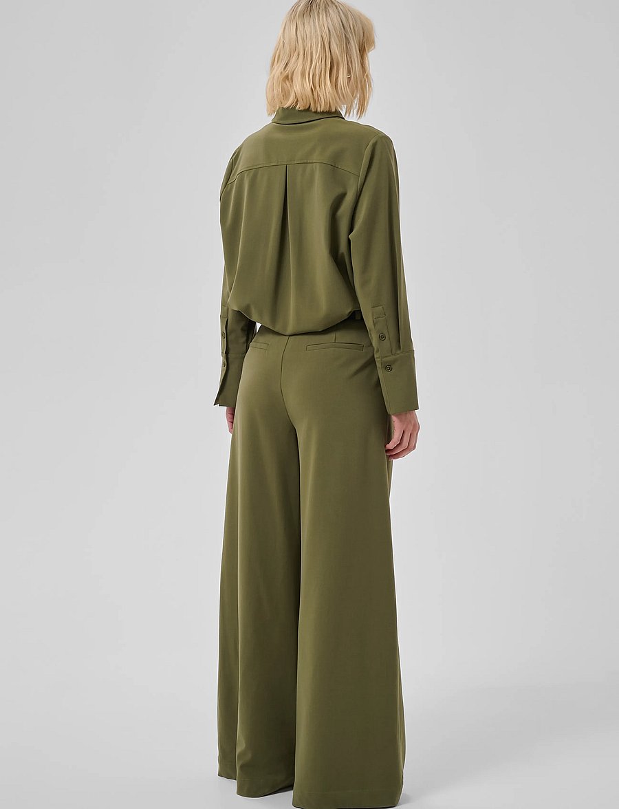 My Essential Wardrobe - MWHace High Wide Pant - vida byxor - olive night - 4
