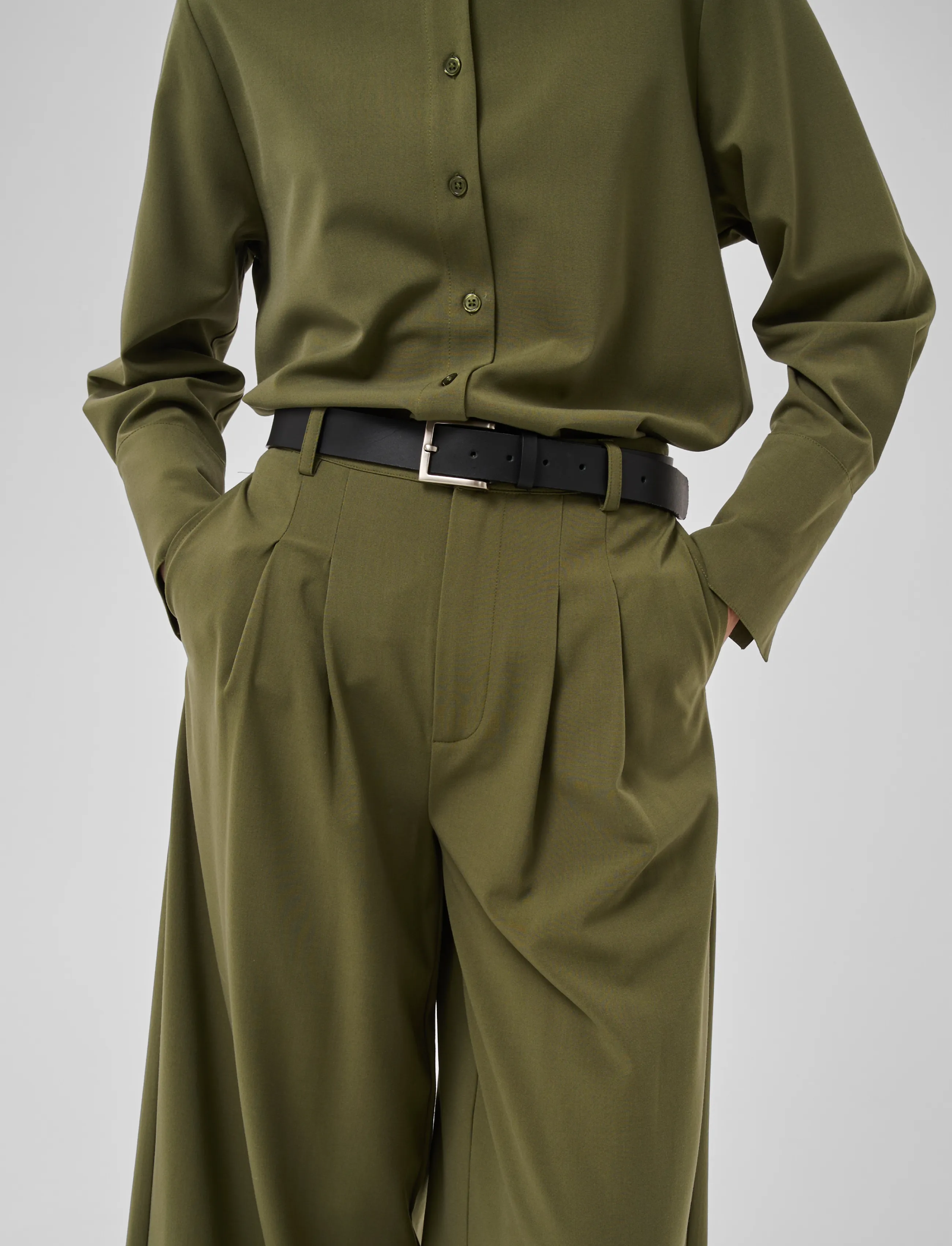 My Essential Wardrobe - MWHace High Wide Pant - olive night - 5