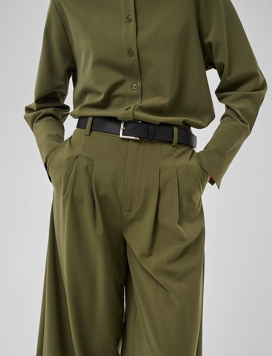 My Essential Wardrobe - MWHace High Wide Pant - vida byxor - olive night - 5