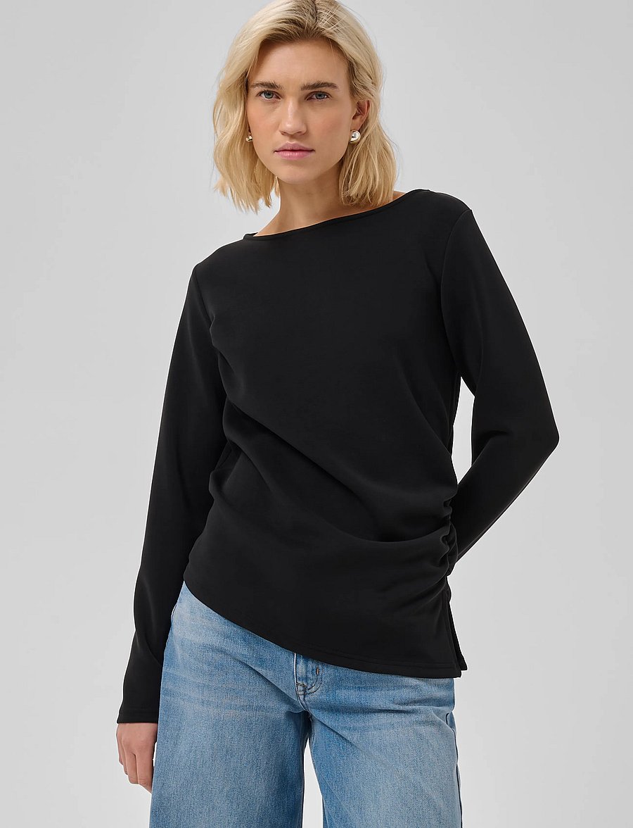 My Essential Wardrobe - MWHelle Asymmetric Blouse - langærmede bluser - black - 2