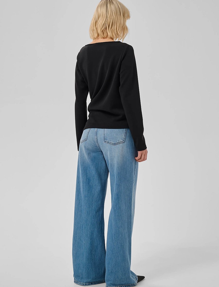 My Essential Wardrobe - MWHelle Asymmetric Blouse - langærmede bluser - black - 4