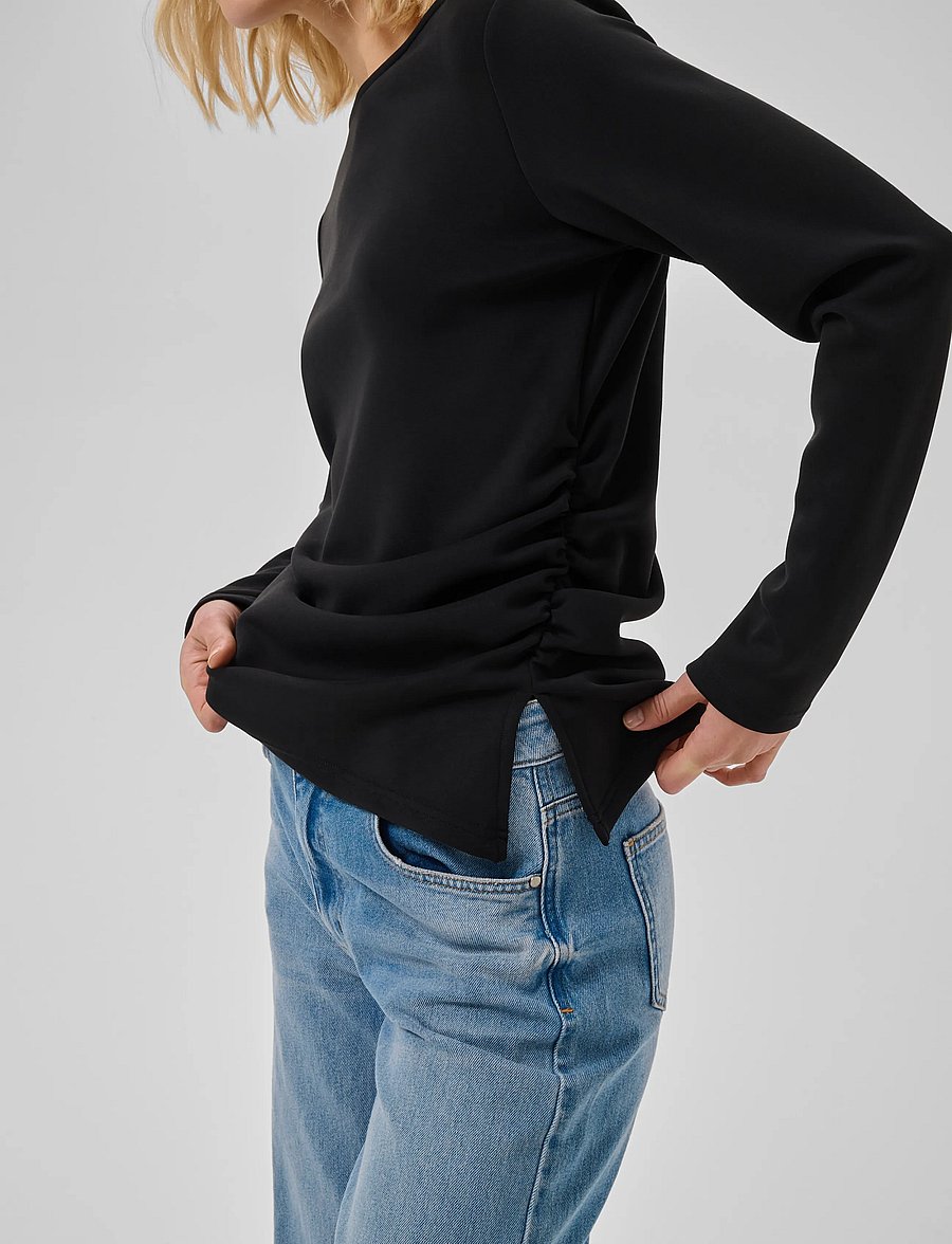 My Essential Wardrobe - MWHelle Asymmetric Blouse - langærmede bluser - black - 5